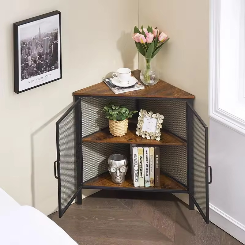 ODM OEM 3-Tier Metal Frame Shelves 20 In. X 20 In. X 27.6 In. Mesh Protection Door Contemporary Dining Corner Storage Organizer