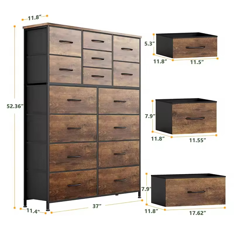 15-Drawer Modern Console Table Storage Organizer Sturdy Tall Bedroom Nursery Living Room Hotel Wholesale Villa Farmhouse