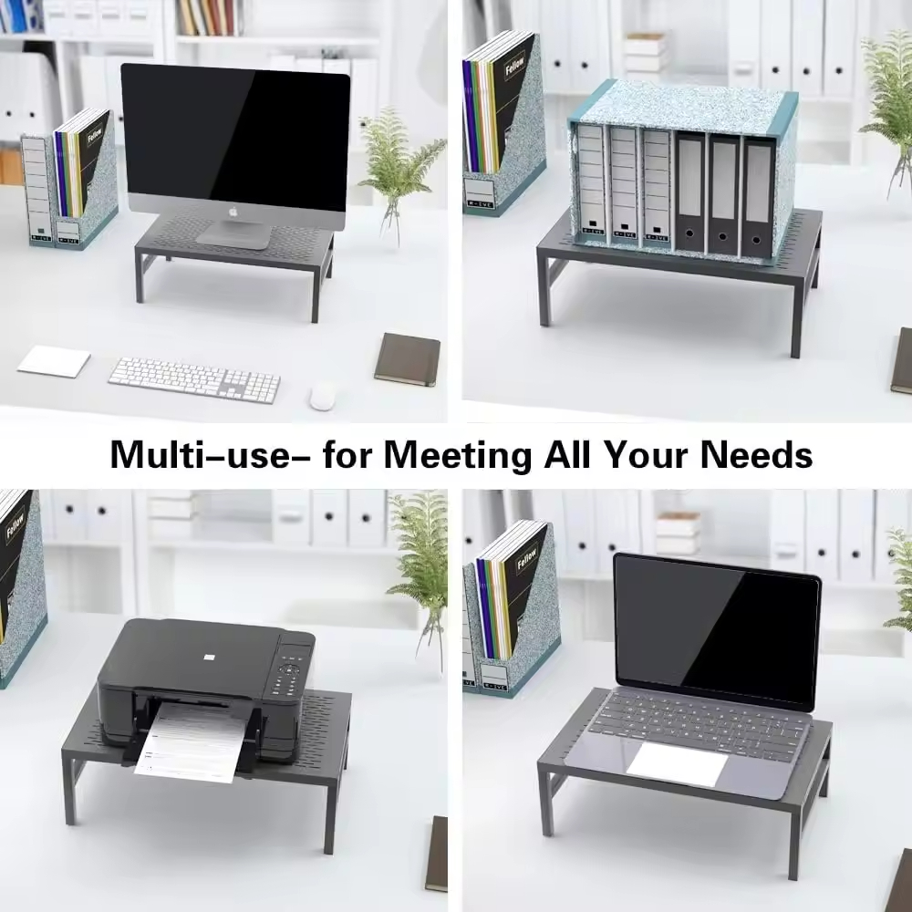 Custom Ergonomic Metal Standing Type Single Tier Monitor Stand Riser Anti-slip Desk Organizer Computer Stand