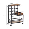 5-Layer Eco-Friendly Industrial Rolling Floor Type Non-folding Kitchen Service Cart Metal Wood Wine Storage Glass Racks