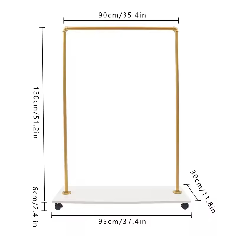 OEM & ODM 51.2 Inch Simple Freestanding Metal and Wood Detachable Garment Rack for Bathroom Living Room Wardrobe Use