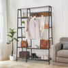Factory OEM&ODM Shoe Clothes Rack Entry Hall Tree Bench 5 Coat Rack Set Storage Shelf Carbon Steel Wardrobe Foldable Detachable