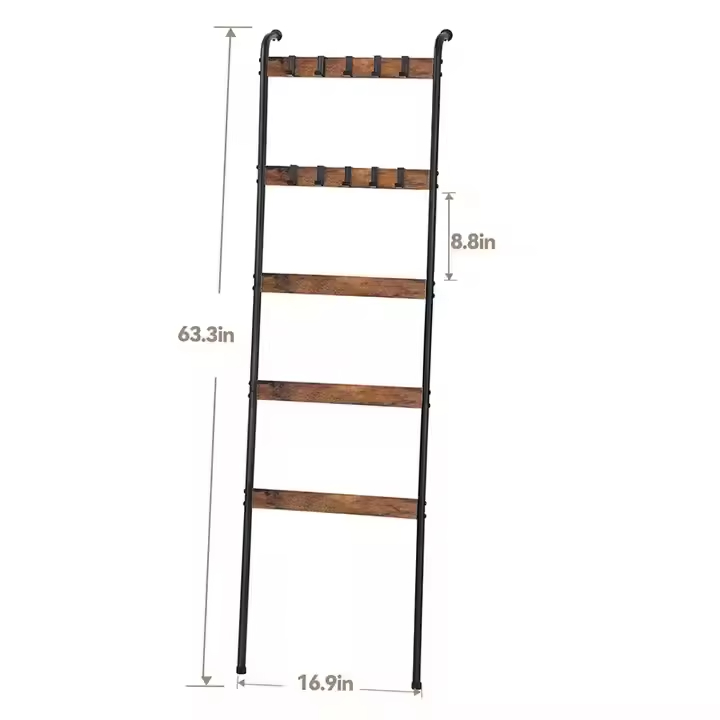 Factory Wholesale 5-Tier Foldable Wooden Ladder Shelf for Magazine Storage Flower Display Decorative Storage Wardrobes Bathrooms
