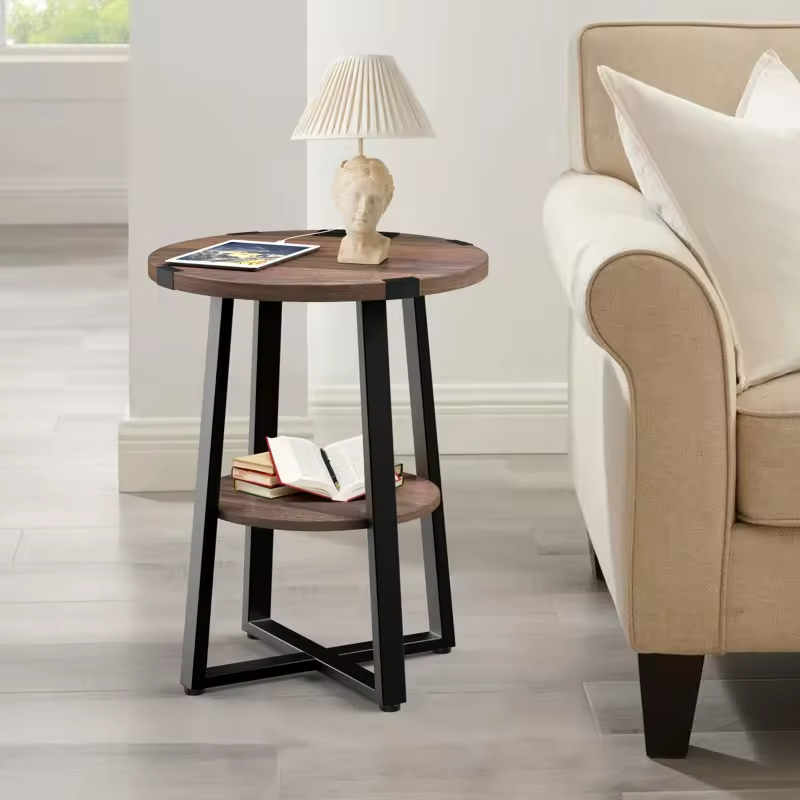 Factory Custom Contemporary 3-Tier Living Room Console Coffee Table with 2 USB Ports 2 Power Outlets 3-Tier Storage Shelves