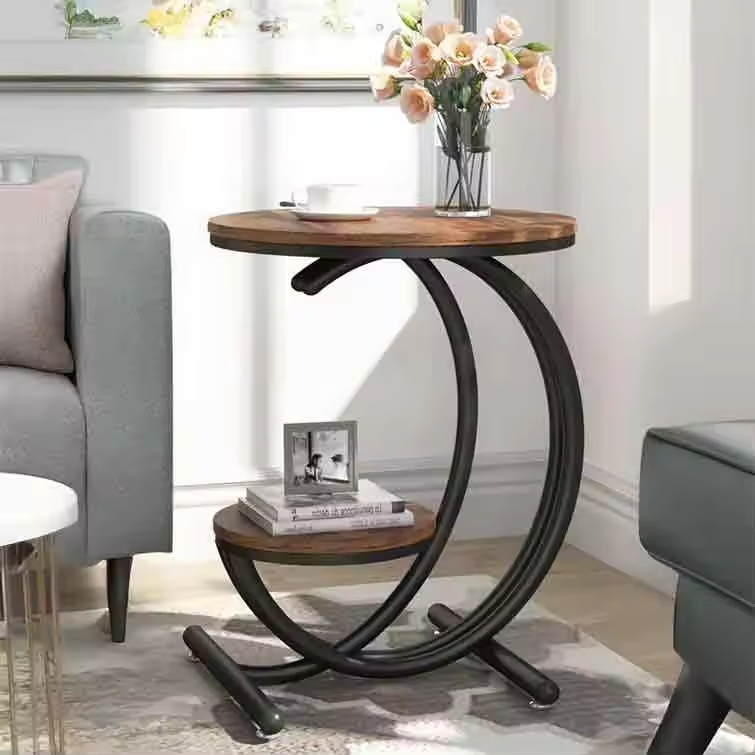 White Gold Metal Coffee Table Two End Side Tables for Indoor Outdoor Use for Living Room Hotel Dining for Sofa Bedside Bedroom