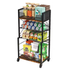 4-tier Rolling Storage Cart Organizer With 2 Mesh Sliding Trays for Home Offices Schools or Living Room Kitchen Shelving