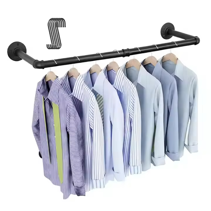 Industrial Metal Pipe Pants Hanger Wall Mount Detachable Design Strong Load-Bearing Modern for Multi-Purpose Laundry Wardrobe