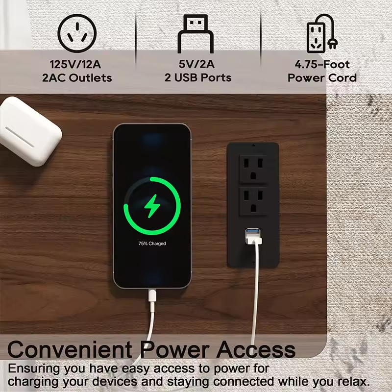 Modern C-Shaped End Table with Metal Base Space-Saving Side Nightstand for Sofa & Bed in Small Home Furniture