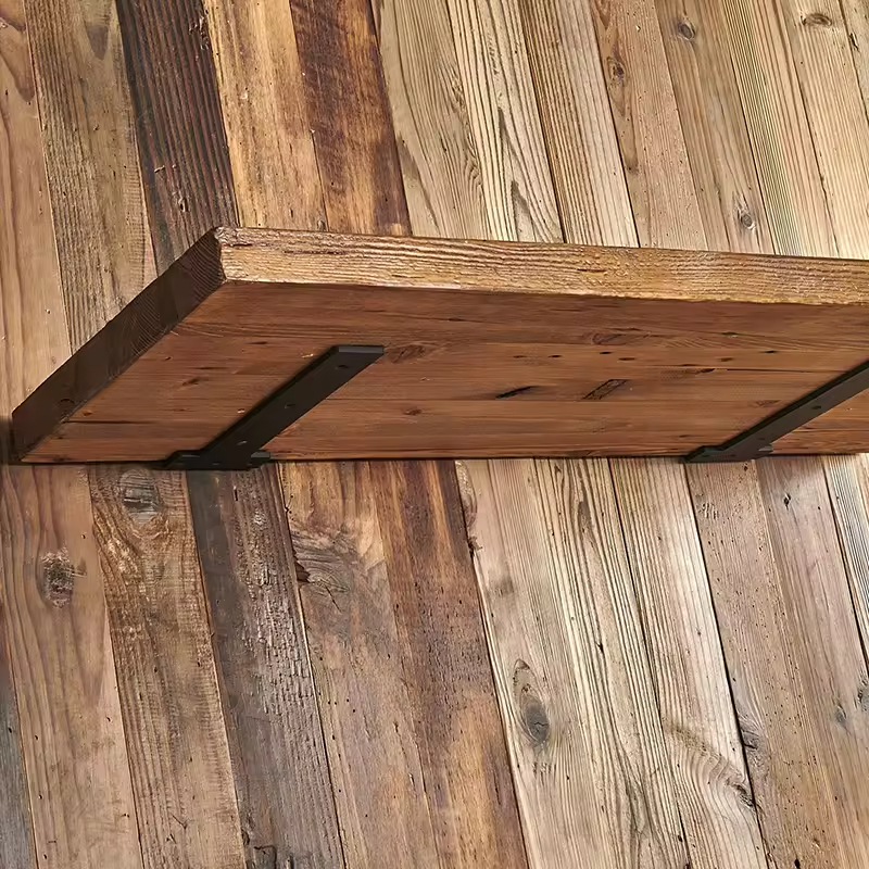 Modern Wooden Rectangle Shelves 15cm Depth with Metal Wall Brackets Functional Stylish Home Organization Solution 