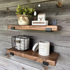 Wood Floating Shelves of 2-Modern Rectangle Design for Wall Mounting-Wide Wooden Shelves for Bedroom Kitchen Bathroom