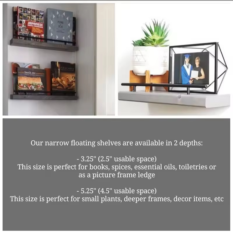 Modern Design Double-Tier Wood Rectangle Wall Shelves Premium Quality Storage Rack Kitchen Tabletop Dinnerware Plants