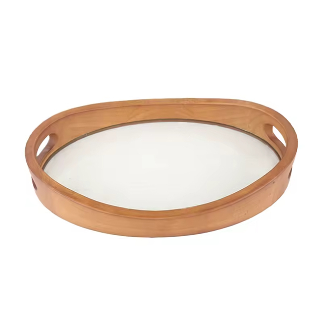 Bamboo Wooden Round Serving Tray With Handle Tea & Coffee Table Decorative Tray Food Storage Platters