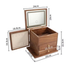 Double 2 Layer Wooden Walnut Wood Drawer Sliding Jewellery Boxes Storage Jewelry Cases Organizer