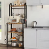 OEM/ODM Kitchen Baker's Rack Microwave Oven Stand Coffee Bar Cabinet Freestanding Storage Shelf Power Outlet Steel Construction