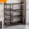 Factory OEM/ODM 4-Tier Large Capacity Metal Kitchen Storage Rack with 4 Open Baskets Kitchen Storage Shelf Rack