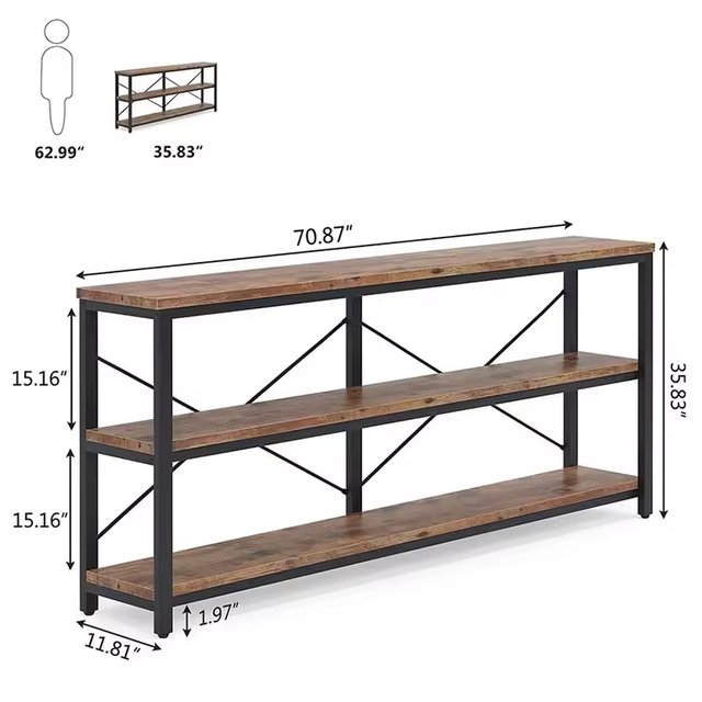 Customizable Industrial-Design Safa Table Anti-Slip Leg Pads Long Narrow Contemporary Console Table for Living Room Entryway