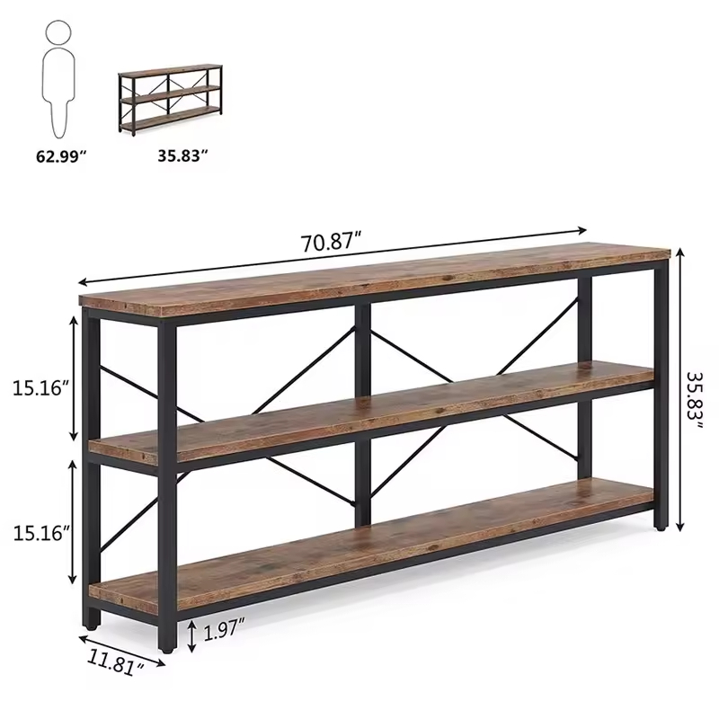 Customizable Industrial-Design Safa Table Anti-Slip Leg Pads Long Narrow Contemporary Console Table for Living Room Entryway