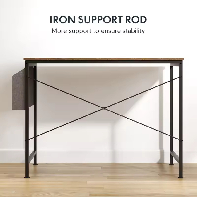 Factory ODM&OEM Brown Rectangular Wood End Table Computer Desk Workstation Plus Bag Industrial Nightstand Bedside Table