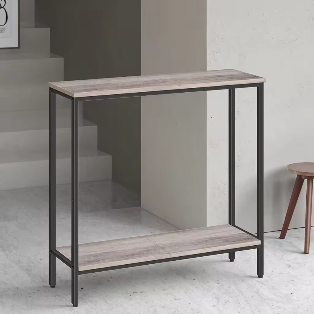 OEM ODM Wholesales 29.5'' Home Slim Console Table Steel + Wood Narrow Accent Table for Entryway Living Bookcases Bookshelves