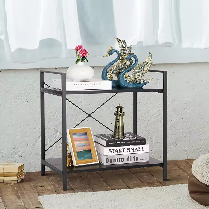 Custom 2-Tier Small Metal Shelving Unit for Home Garden & Industrial Use Space-Saving Bookcase From Factory