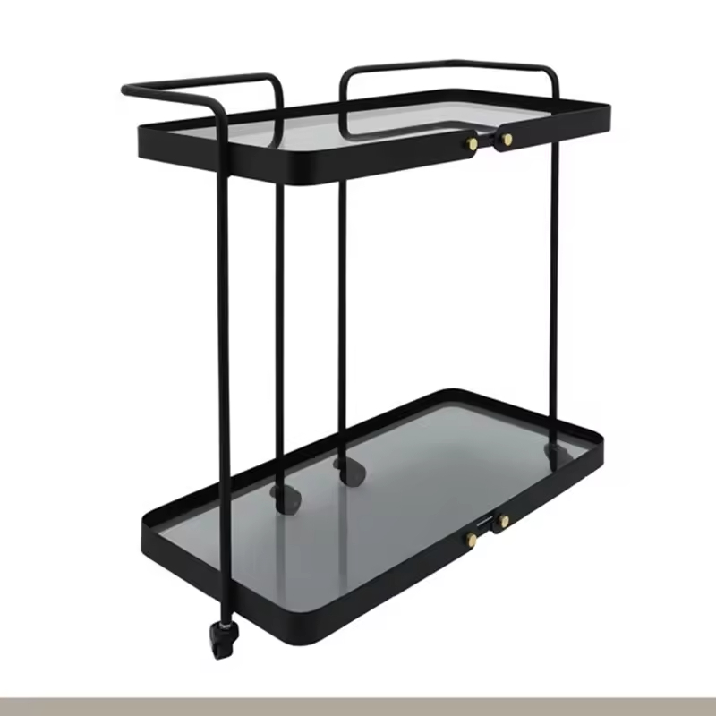 Modern Good Quality Decorative Glass Drinks Trolley Golden Metal Bar Cart Used for Home Hotel