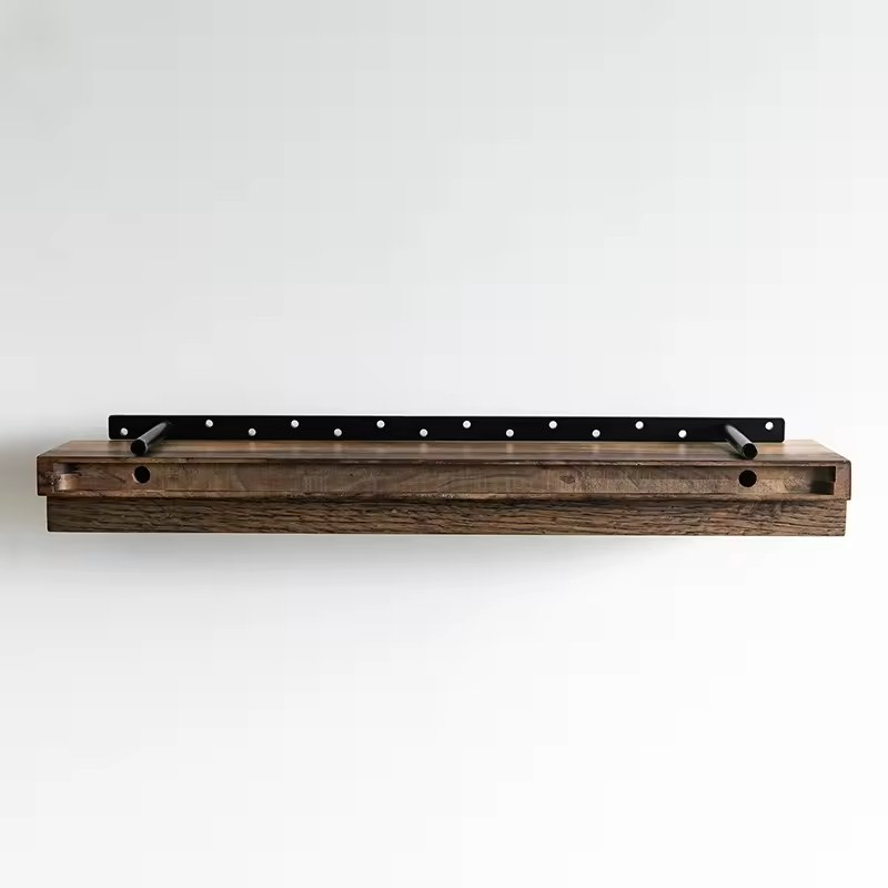 Custom Durable Space-Saving Modern Rectangle Plated Live Edge Hardwood Shelves Bathroom Kitchen Rack Bracket Long Book Floating