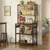 Large Capacity 5-Layer Metal Wooden Kitchen Storage Rack with Three Baskets Custom Factory Oven Rack for Kitchen Islands & Carts