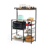 Wholesale 6-Tier Metal Wood Combined Kitchen Storage Rack Power Outlet Baker Rack for Kitchen Islands & Carts