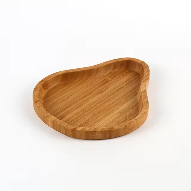 Bamboo Wood Rectangle Dish Modern Tableware Fruit Nut Tray Love Design Durable Space-Saving for Kids Parties