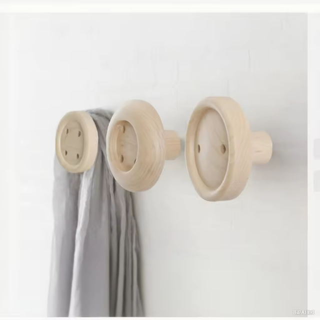 Wooden Ball Creative Magnetic Hook for Living Room Wall Strong Nail-free Hook for Wall Decoration Modern Rectangle