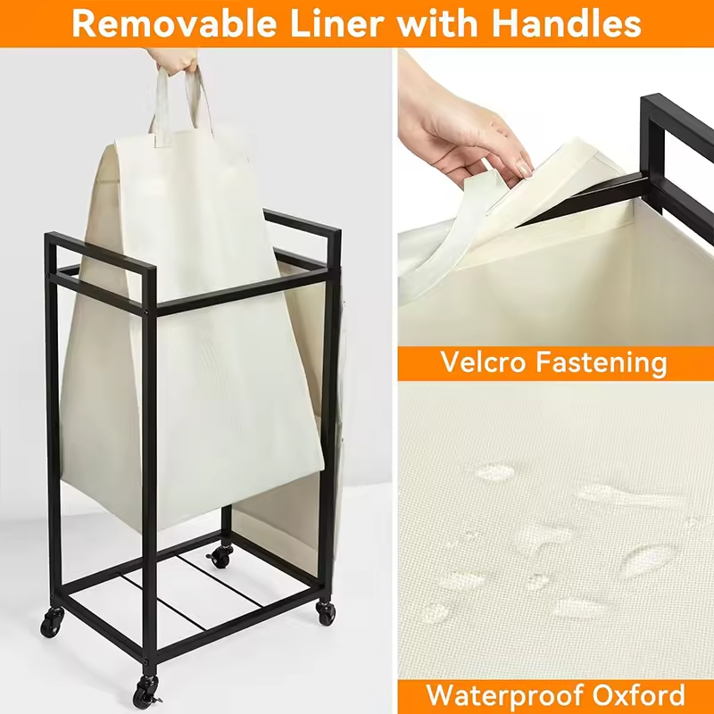 Manufacturer Customizable 100L Rolling Laundry Hamper Removable Bag Large Bedroom Organizer Bathroom Storage Baskets Clothing