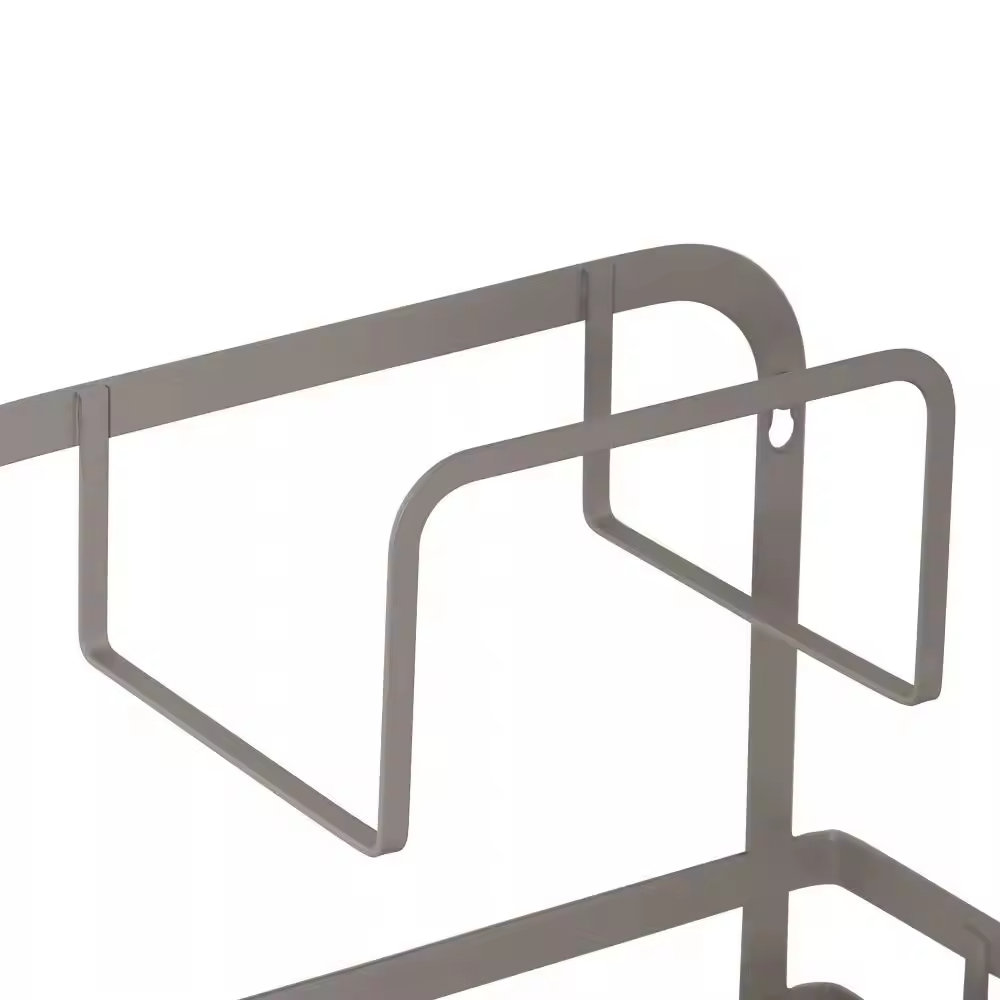 Custom Wall Mounted Kitchen Fridge Organizer 2 Spiral Holders 5 Hooks Metal Flat Wire Hanging Shelves for Spices Shelves Hooks