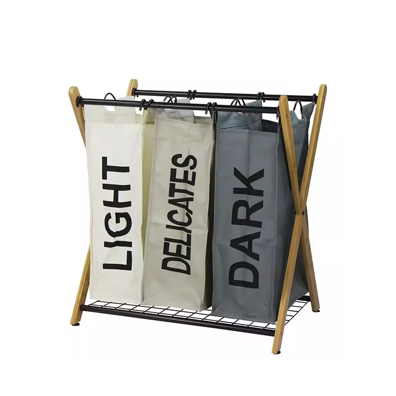 Factory OEM&ODM Collapsible Plastic Laundry Basket Laundry Basket 3 Compartments Ironing Board with Laundry Basket