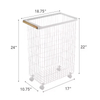 Factory Custom Home Slim Rolling Laundry Basket Hamper Steel + Wood Rolling Laundry Storage Basket With Ring Handles