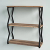 Factory Customizable 3-Piece Live Edge Antique Wood and Metal Storage Shelf Wall-Mounted Bookshelves