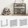 Custom 5 Tier Shoe Rack Organizer with Metal Frame and Wood Top Metal Mesh Shoe Storage Shelf Shoe Organizers