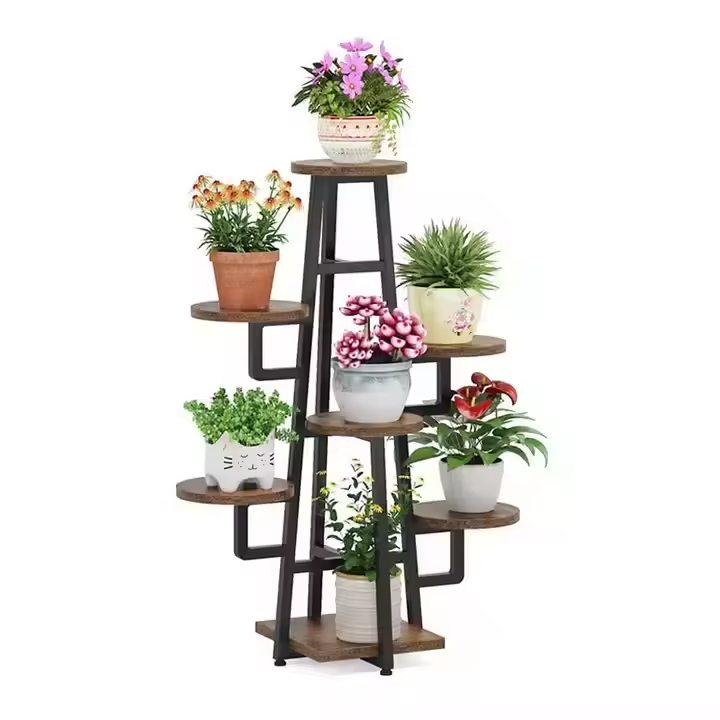 ODM OEM Custom Industrial Plant Stand Home Furniture for Living Room Balcony Showroom Ample Space Bookcases Display Racks