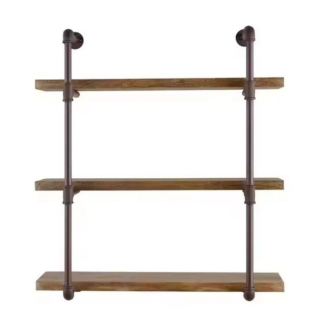 Scandinavian 3-Tier Pipe Bookshelf White Metal Frame with Wooden Ladder Custom Colors for Home or Retail Use