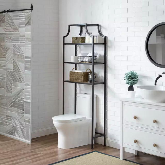 OEM&ODM Single Tier Floating Wall Shelf Towel Bar Ladder Bracket Metal Accent Shelf for Kitchen Living Room for Spices Storage