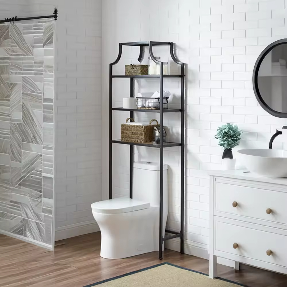 OEM&ODM Single Tier Floating Wall Shelf Towel Bar Ladder Bracket Metal Accent Shelf for Kitchen Living Room for Spices Storage