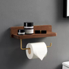 Creative Solid Wood Toilet Paper Holder with Steel Storage Rack Customizable Color Bathroom Rack with Hook Modern Durable Design