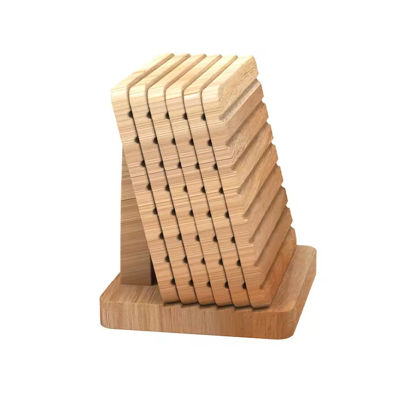 Factory Direct Huina Anti-scalding Non-slip 4pcs Wooden Solid Wood Customizable Color Modern Style Table Mat Cup Coaster for