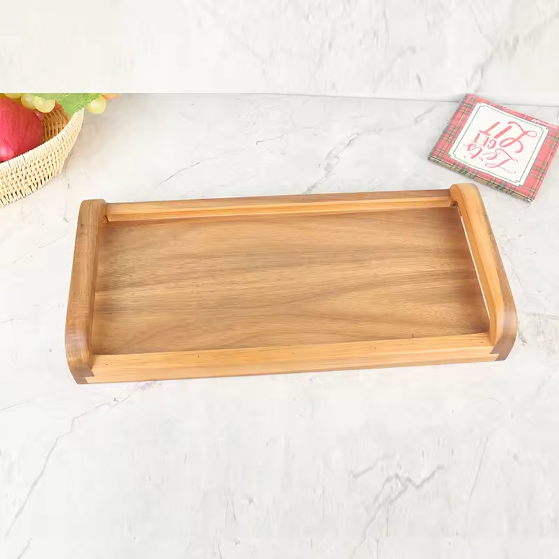 Acacia Wood Modern Durable Rectangular Serving Plate with Customizable Color for Home Kitchen Decorative Trays