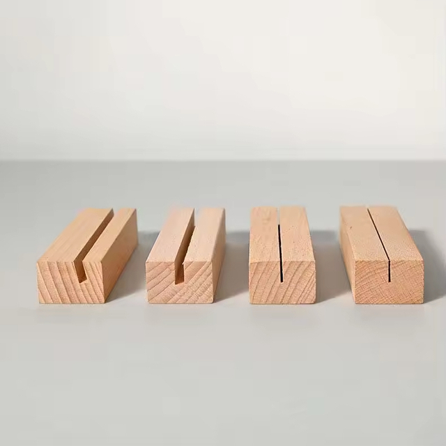Modern Walnut Wood Durable Space-Saving Rectangle Sign Holder Table Numbers Display Stand | Customizable Color Digital Printing