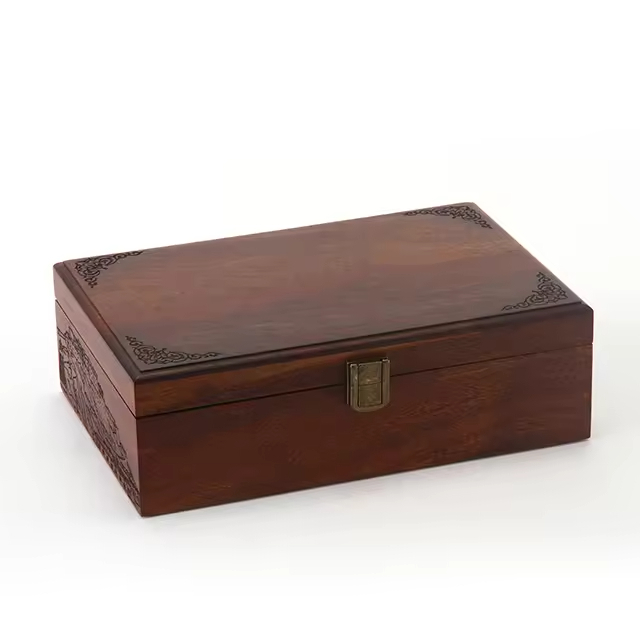 Custom Luxury Delicate Modern Durable Rectangle Timber Jewelry Packaging Pine Wood Gift Box with Satin Insert