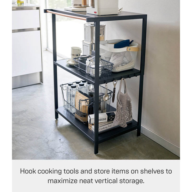 Custom Home 3-Tiered Metal and Wooden Kitchen Storage Rack for Vegetables and Fruits Factory Direct Cabinet