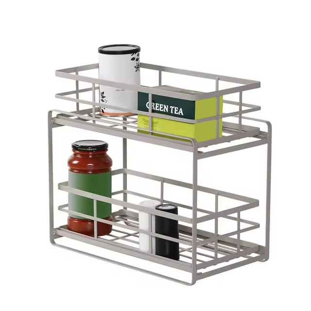 OEM&ODM Metal Double Tier Sink Organizers Storage Pull-Out Cabinet Organizer 8