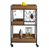 Customize Wooden Tray Top Bar Cart Multifunctional Metal and Wood Lockers with Hooks Three Layers of Bedroom Storage Racks