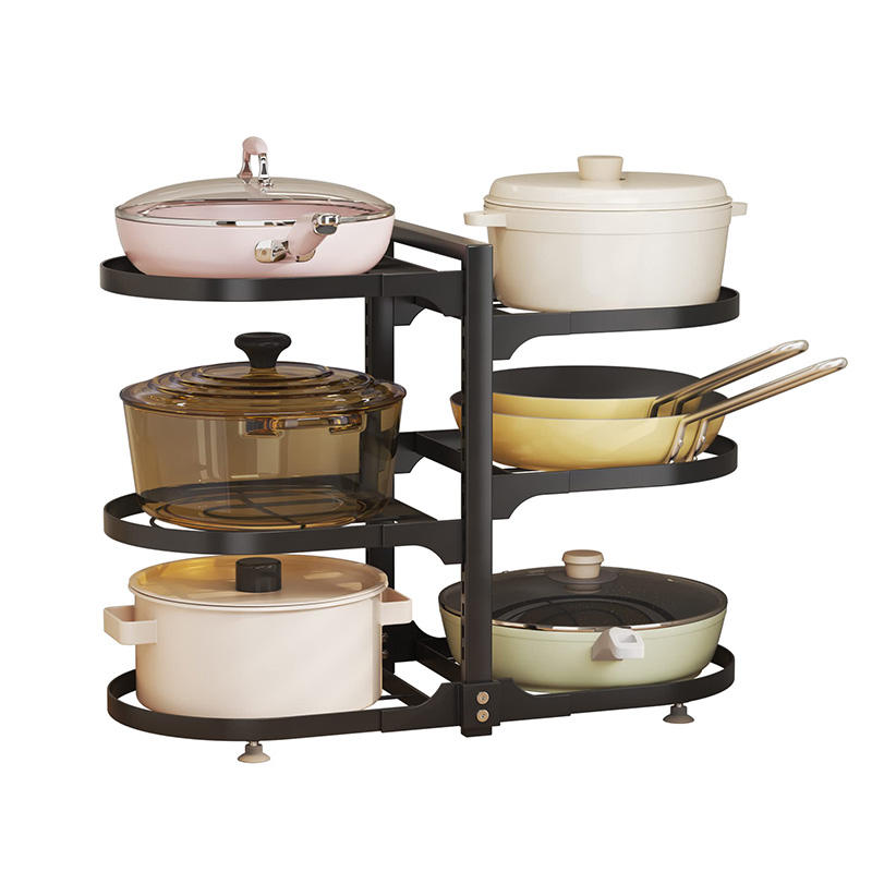 Factory Custom Kitchen Storage Rack Adjustable Pot Storage Rack Under Cabinet Kitchen Stainless Steel Storage Rack