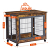 ODM&OEM Standing Type Dog Cage Crate Wooden Steel Furniture Style Double Doors with Wheels & Flip-up Top Opening for Tools Use